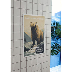 Katmai National Park Poster – Brown Bear & Mountain Ridge – Ranger Header