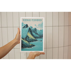 Kenai Fjords National Park Poster – Blue Fjord & Rocky Peaks
