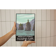 Kenai Fjords National Park Poster – Rock Towers & Fjord Water – Ranger Header