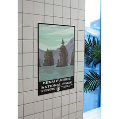 Kenai Fjords National Park Poster – Rock Towers & Fjord Water – Ranger Header