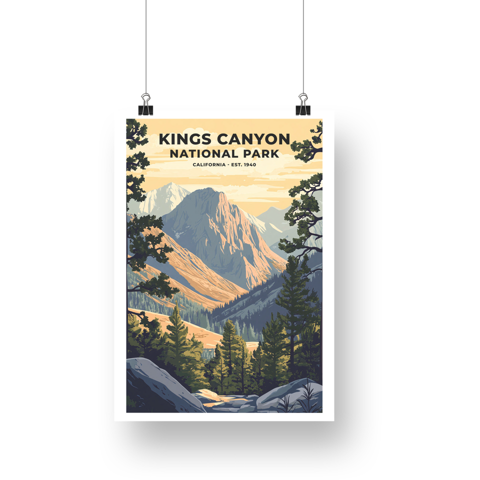 Kings Canyon National Park Poster – Rocky Overlook & Mountain Valley