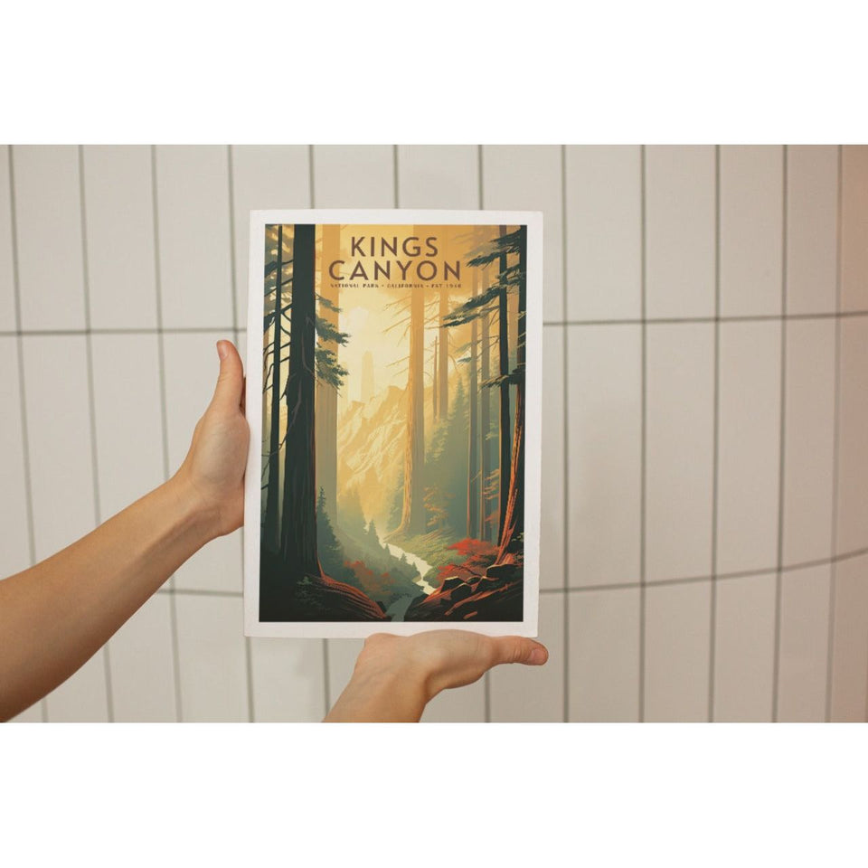 Kings Canyon National Park Poster – Sunlit Forest & Giant Trees