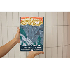 Kings Canyon National Park Poster – Blue Canyon & Orange Sky – Ranger Header