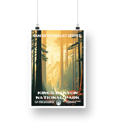 Kings Canyon National Park Poster – Sunlit Forest & Giant Trees – Ranger Header