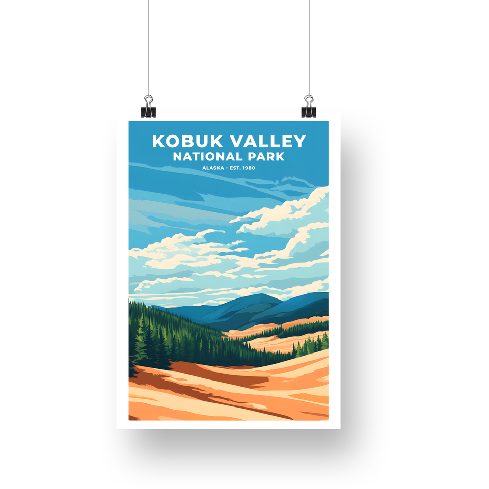Kobuk Valley National Park Poster – Golden Sand & Green Forest