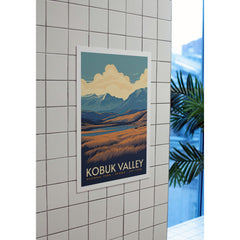 Kobuk Valley National Park Poster – Golden Grassland & Blue Mountains