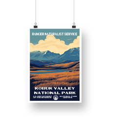 Kobuk Valley National Park Poster – Golden Grassland & Blue Mountains – Ranger Header