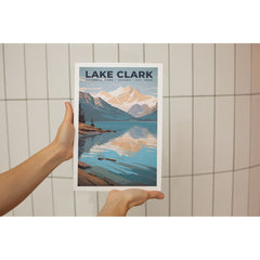 Lake Clark National Park Poster – Snowy Mountain & Lake Reflection