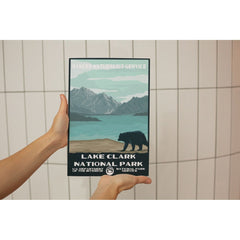 Lake Clark National Park Poster – Bear & Blue Mountain Lake – Ranger Header