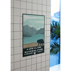 Lake Clark National Park Poster – Bear & Blue Mountain Lake – Ranger Header