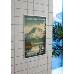 Lassen Volcanic National Park Poster – Rocky Summit & Forest Lake – Ranger Header