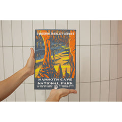 Mammoth Cave National Park Poster – Golden Cave & Stone Columns – Ranger Header