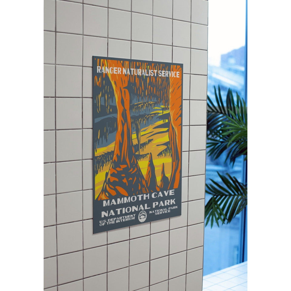 Mammoth Cave National Park Poster – Golden Cave & Stone Columns – Ranger Header