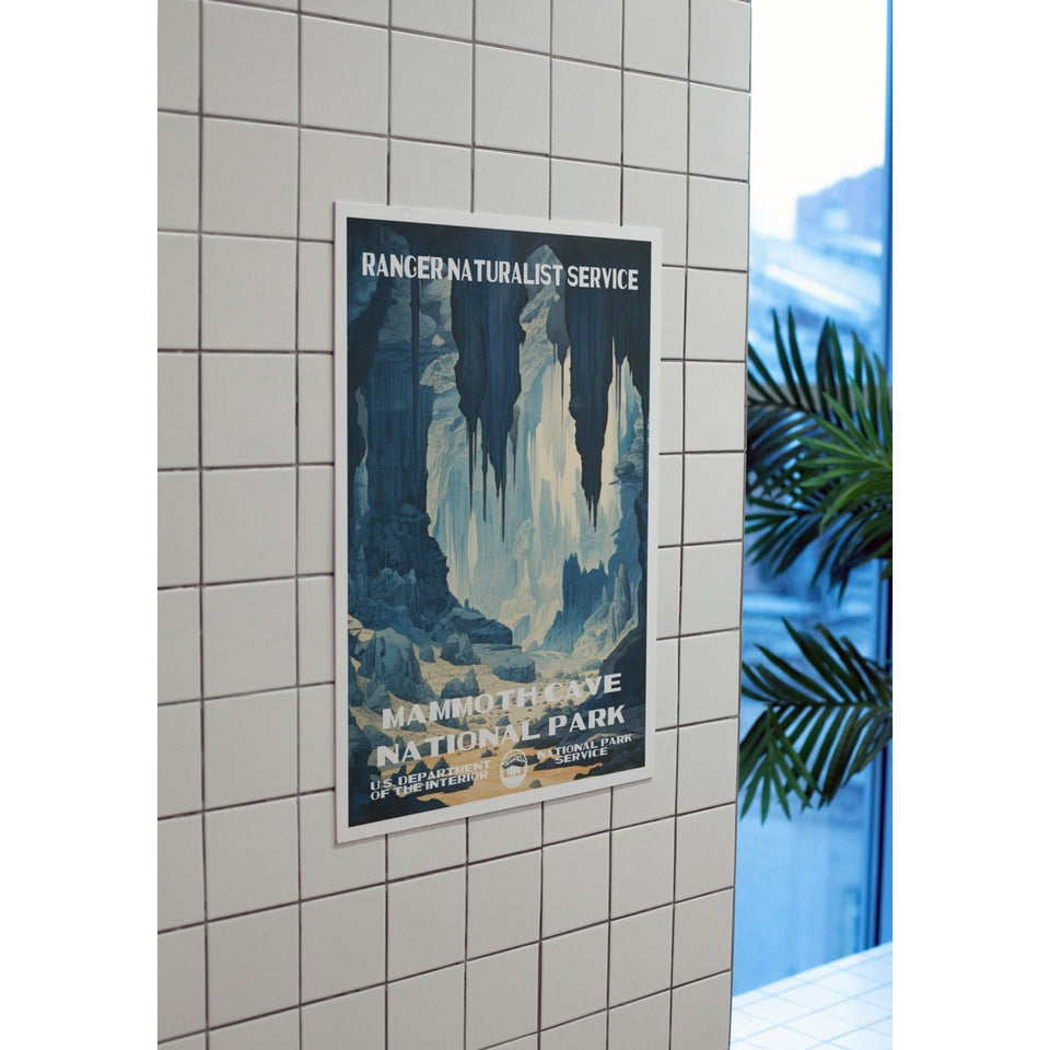 Mammoth Cave National Park Poster – Blue Cave & Hanging Columns – Ranger Header