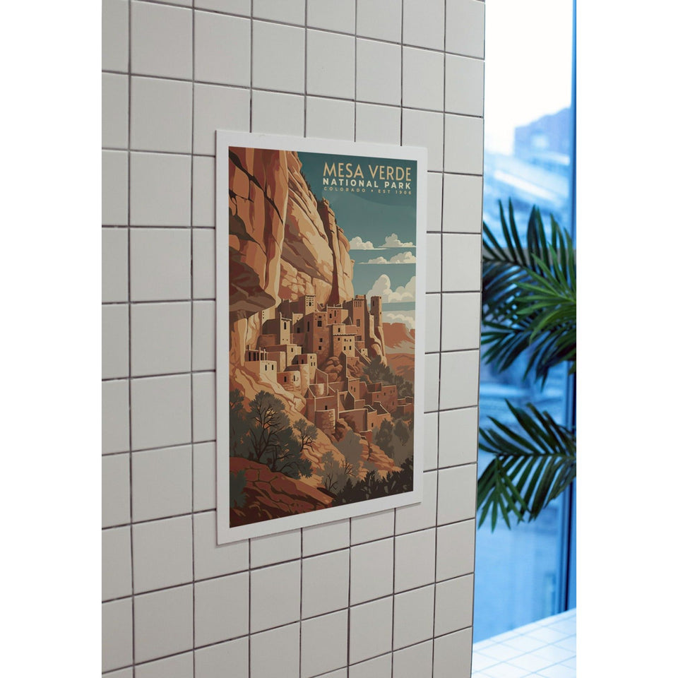 Mesa Verde National Park Poster – Cliffside Village & Golden Canyon