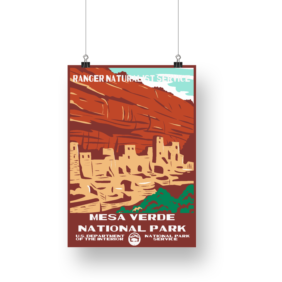 Mesa Verde National Park Poster – Cliff Dwellings & Red Canyon Wall – Ranger Header