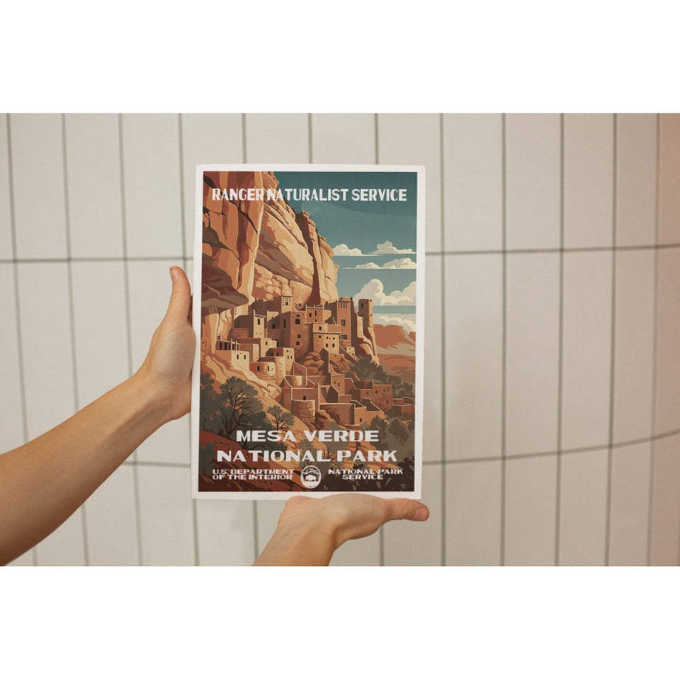 Mesa Verde National Park Poster – Cliffside Village & Golden Canyon – Ranger Header