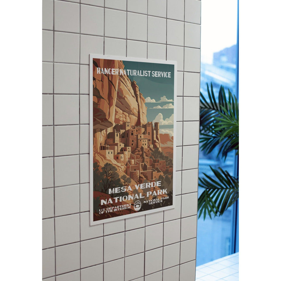 Mesa Verde National Park Poster – Cliffside Village & Golden Canyon – Ranger Header