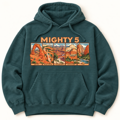 Utah Mighty 5 Hoodie — Garment-Dyed in Blue Spruce