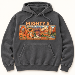 Utah Mighty 5 Hoodie — Garment-Dyed in Pepper