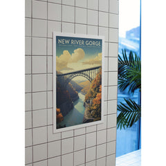 New River Gorge National Park Poster – Autumn Bridge & Blue River