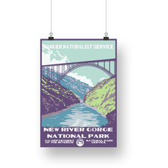 New River Gorge National Park Poster – Purple Bridge & River Gorge – Ranger Header