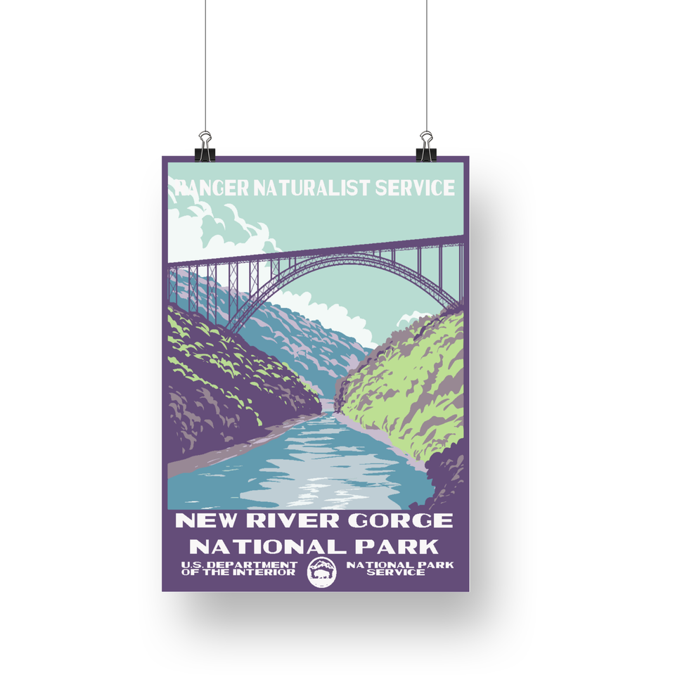 New River Gorge National Park Poster – Purple Bridge & River Gorge – Ranger Header