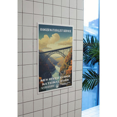 New River Gorge National Park Poster – Autumn Bridge & Blue River – Ranger Header
