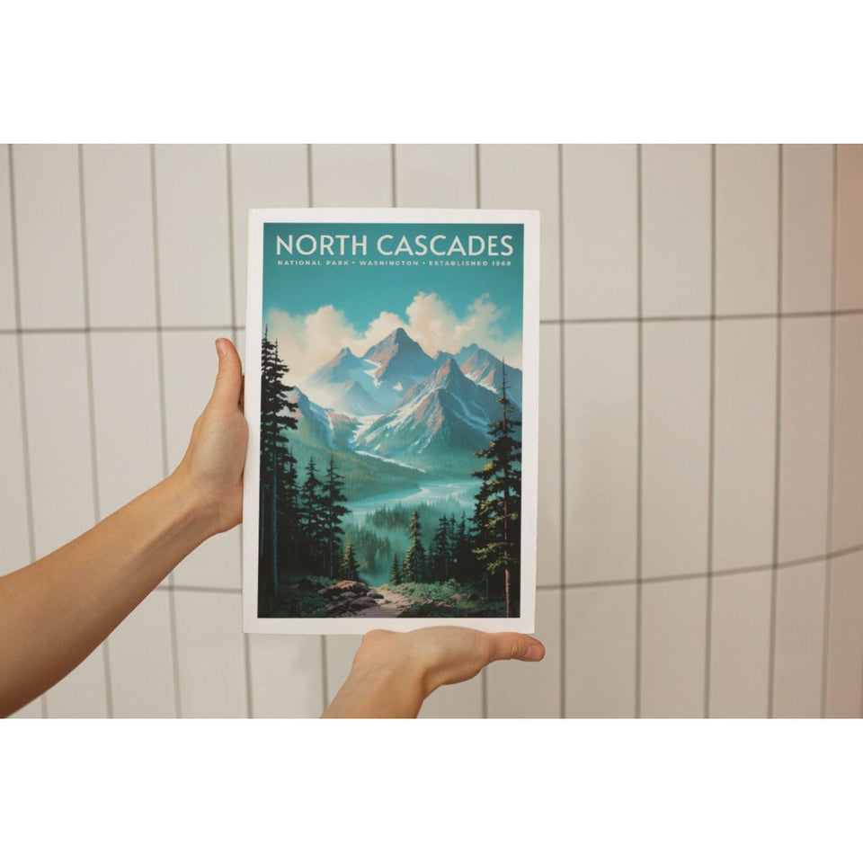 North Cascades National Park Poster – Turquoise Lake & Mountain Skyline