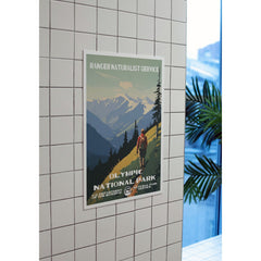 Olympic National Park Poster – Hiker & Blue Mountain Ridge – Ranger Header