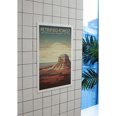 Petrified Forest National Park Poster – Striped Mesa & Pale Sunset