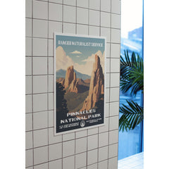 Pinnacles National Park Poster – Tall Rock Spires & Desert Valley – Ranger Header