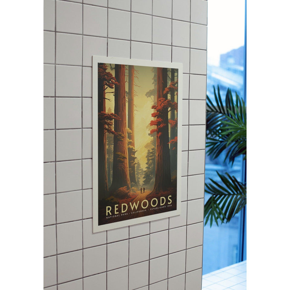 Redwood National Park Poster – Redwood Canopy & Golden Sunset