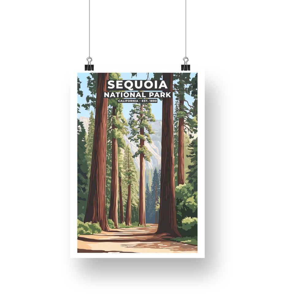 Sequoia National Park Poster – Giant Sequoias & Forest Trail