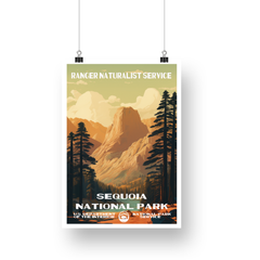 Sequoia National Park Poster – Golden Mountain & Pine Valley – Ranger Header