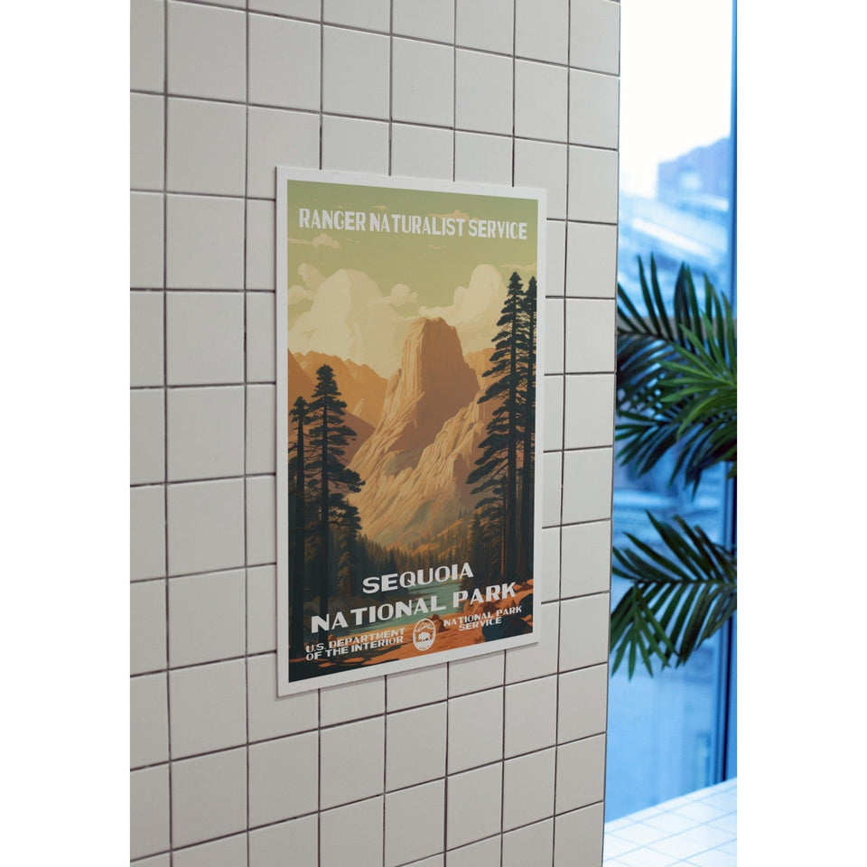 Sequoia National Park Poster – Golden Mountain & Pine Valley – Ranger Header