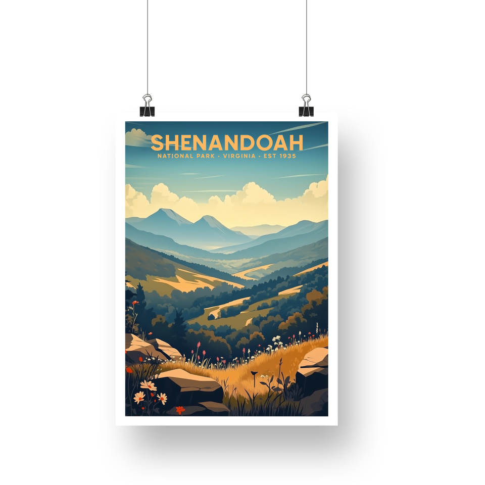 Shenandoah National Park Poster – Blue Mountains & Winding River