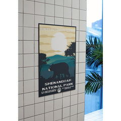 Shenandoah National Park Poster – Bear & Golden Mountain Sunset – Ranger Header