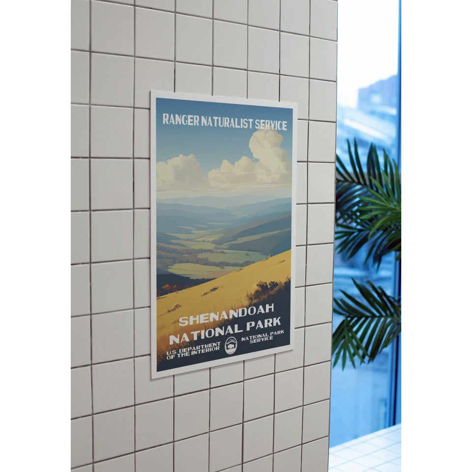 Shenandoah National Park Poster – Layered Valley & Golden Hills – Ranger Header