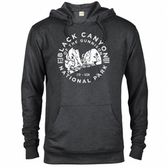 Black Canyon of the Gunnison hoodie — Heather Graphite — concept mockup