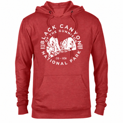 Black Canyon of the Gunnison hoodie — Red Heather — concept mockup