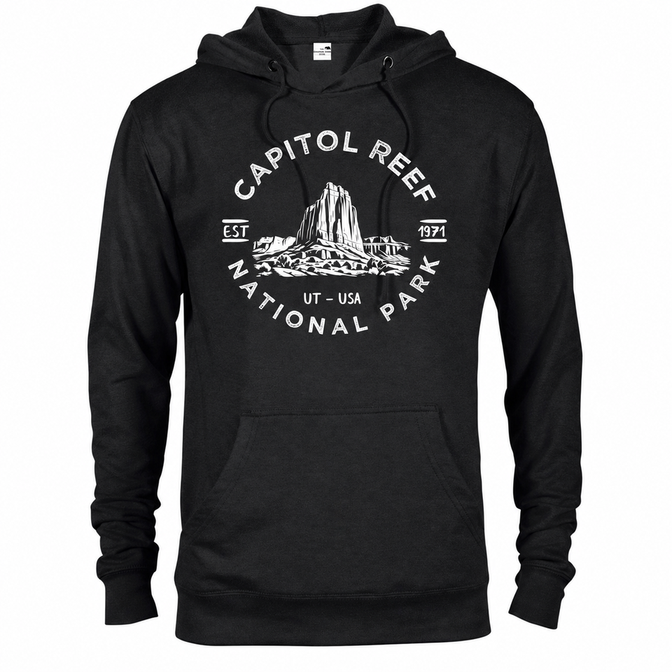 Capitol Reef hoodie — Black — concept mockup