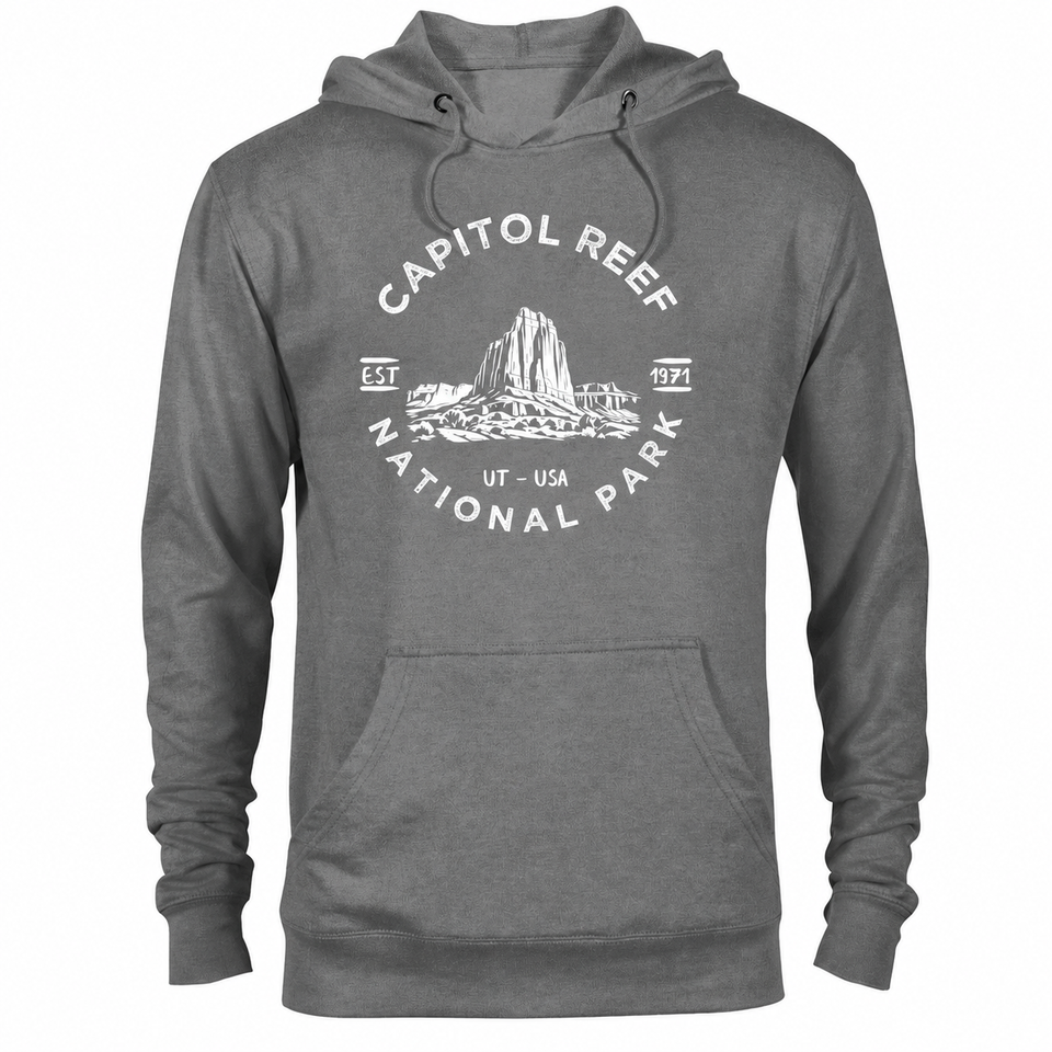 Capitol Reef hoodie — Graphite Heather — concept mockup