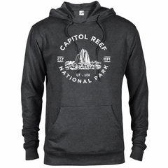 Capitol Reef hoodie — Heather Graphite — concept mockup