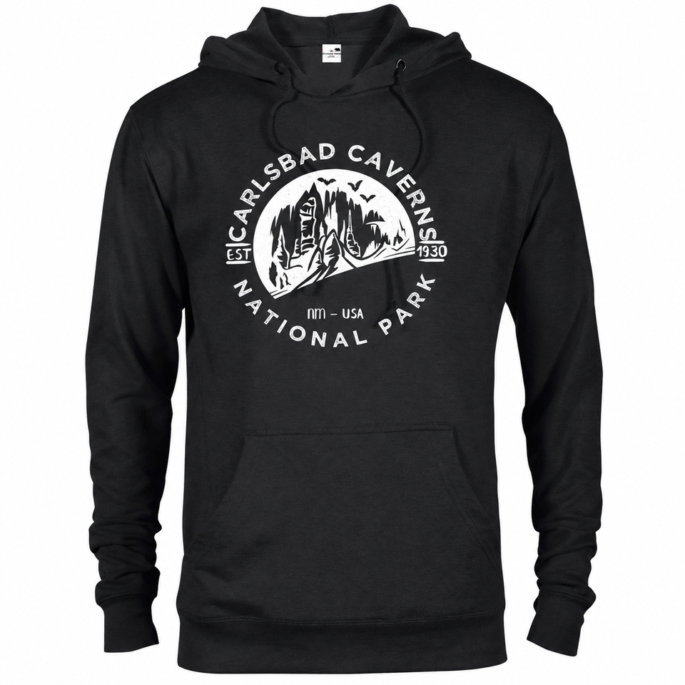 Carlsbad Caverns hoodie — Black — concept mockup