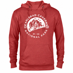 Carlsbad Caverns hoodie — Red Heather — concept mockup