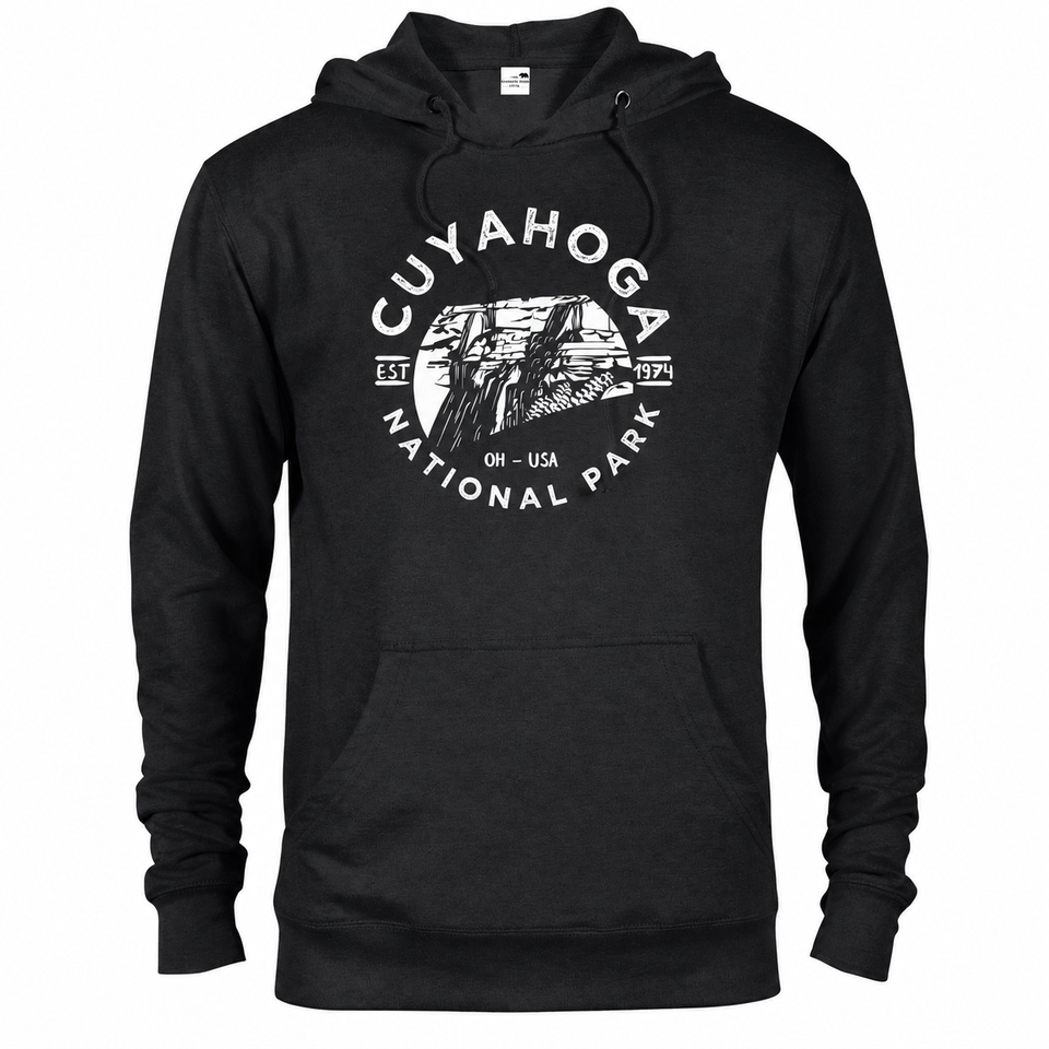Cuyahoga Valley hoodie — Black — concept mockup