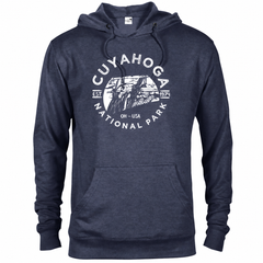 Cuyahoga Valley hoodie — Denim Heather — concept mockup
