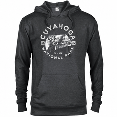 Cuyahoga Valley hoodie — Heather Graphite — concept mockup