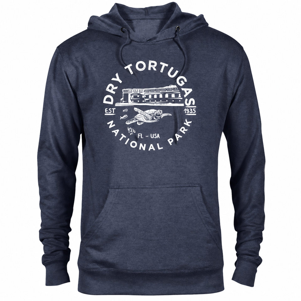 Dry Tortugas hoodie — Denim Heather — concept mockup